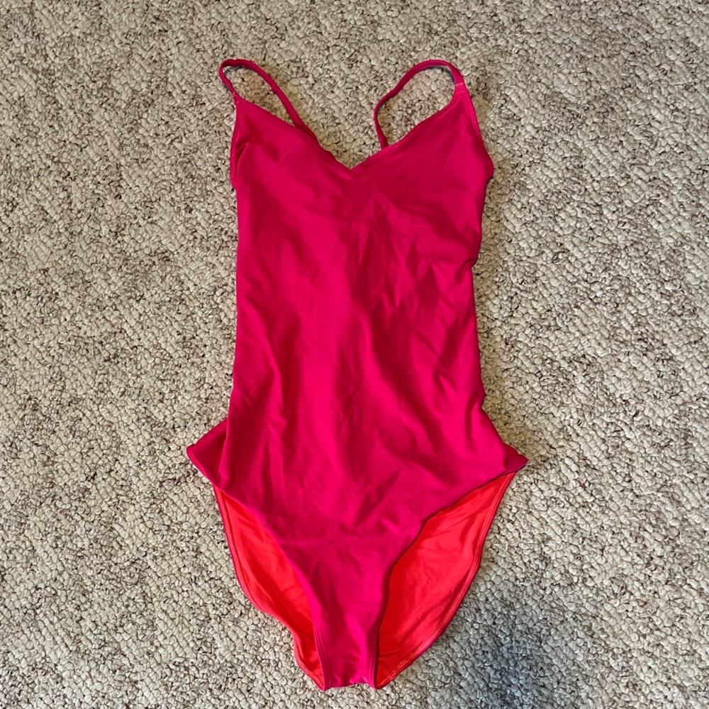 Bright Pink Lace-Up Aerie One Piece